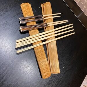 Vintage 1987Bamboo Sushi Rolling Mat Set - Natural